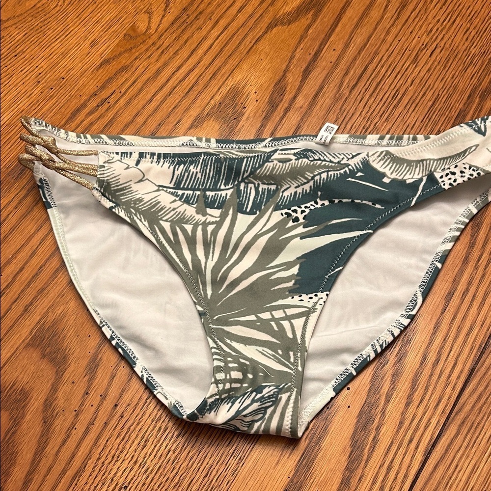 Aerie Green Leaf Print Bikini Bottom